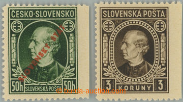 258782 - 1939 Sy.23A+32A VV, Hlinka s přetiskem 50h zelená a bez p