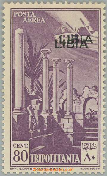 258811 - 1940 Sass.AEREA 48a, Airmail 80C, DOUBLE overprint LIBIA; VF