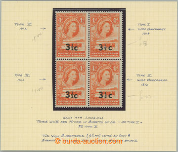 258821 - 1961 SG.161a, 161b, 161c, block of four QE II. 4P red-orange