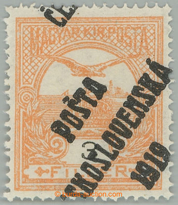 258965 -  Pof.91, 3f orange, off center overprint type II.; hinged, e