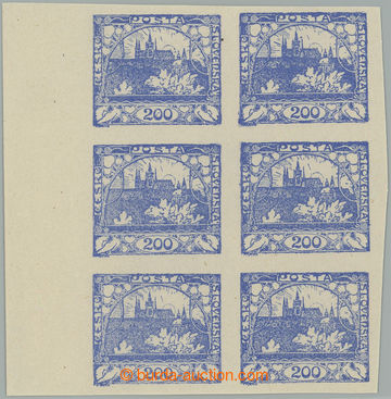 258997 -  Pof.22, 200h ultramarine, block of 6 with L margin; mint ne