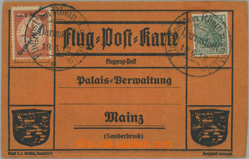 259116 - 1912 preprinted orange airmail card of post on Rhine franked