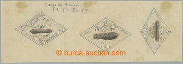 259144 - 1932 ESSAY for Mi.398-402, Zeppelin, on paper sheet, 3x hand