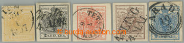 259211 - 1850 ANK.1-5, Coat of arms 1Kr-9Kr, value 1 Kr is Ib type oc