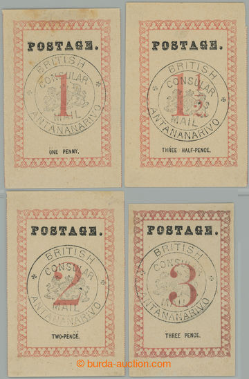 259219 - 1886 SG.21-24, BCM POSTAGE 29mm, hodnoty 1P, 1½P, 2P, 3P s 