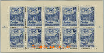 259224 - 1951 Pof.PL L35, Spa 15Kčs blue, blk-of-10 in/at užším f