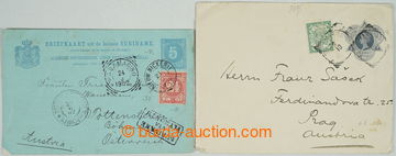 259303 - 1902 2 uprated p.stat sent to Bohemia, 1x postal stationery 