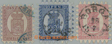 259343 - 1866 Mi.5Ay, 8Cx, 9Bx, Coat of arms 5Kop, 20Kop (rare dark b