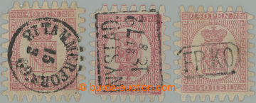 259344 - 1866 Mi.9Bx, 9Cx (2), 3x Coat of arms 40kop; chosen postmark