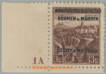 259352 - 1939 Pof.16 DČ, Český ráj 3Kč hnědá. levý dolní roh