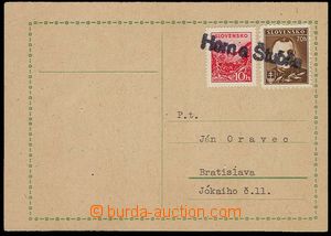 25937 - 1944 franked with. card with provisory straight line postmar