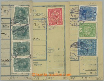 259384 - 1918-1919 Mng. B19, F8, G18, comp. 3 pcs of cuts parcel card