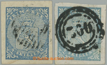 259409 - 1855 Mi.1, 2x Coat of arms 4Sk dark grey-blue and rare light