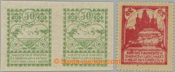 259427 - 1919 Pof.PP3, PP2A, Silhouette 50k green in horiz. pair impe