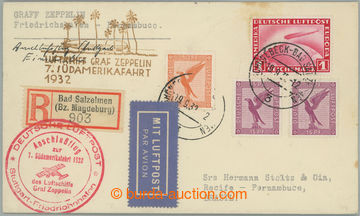 259475 - 1932 7. SÜDAMERIKAFAHRT / Reg and airmail letter to Brazil,