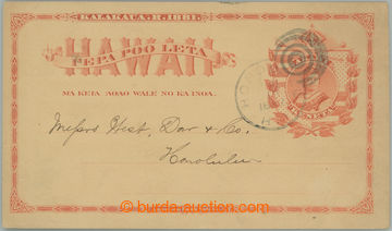 259481 - 1887 PC Queen Liliuokalani 1c red, Sc.UX1 sent in the place,