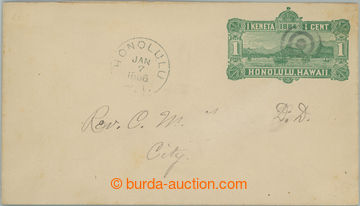 259486 - 1886 postal stationery cover Honolulu 1c green, issue 1884, 