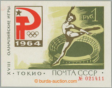 259519 - 1964 Mi.Bl.33I, aršík Tokio s DV - deformovaná hvězda; v