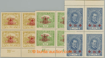 259584 -  Pof.170-172, complete set in/at marginal blocks of four, va