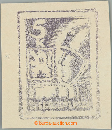 259615 -  PLATE PROOF  lithography předlohy stamp design PŘILBA 5 K