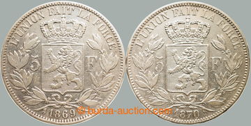 259706 - 1869-1870 BELGIE / Leopold II. (1865-1909), 5 frank 1869 + 1