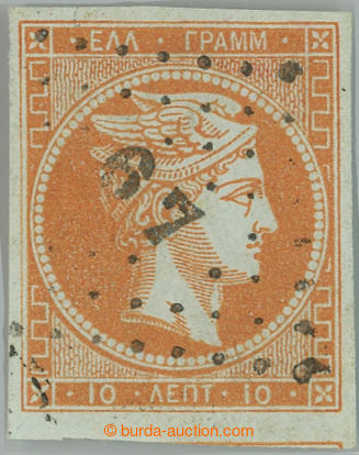 259909 - 1861 Mi.12Ia, Large Head of Hermes 10L orange, the first Ath