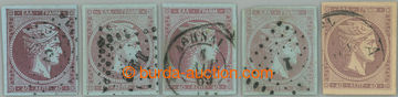 259913 - 1861-1890 Large Head of Hermes 40L, 5 stamps from various pr