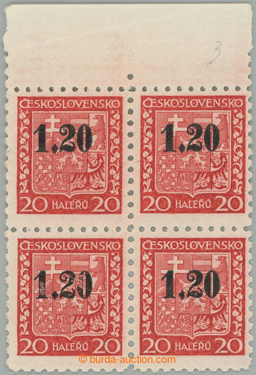 259968 - 1938 ASCH / Mi.3, overprint Coat of arms 1,20Kč/20h, upper 