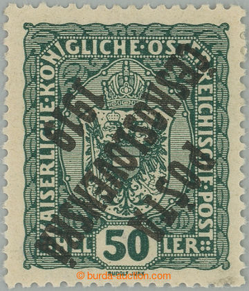 260068 -  Pof.43Pp, Coat of arms 50h green, inverted overprint, type 