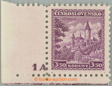 260081 - 1932 Pof.265 DČ, Křivoklát 3,50Kč, levá dolní rohová 