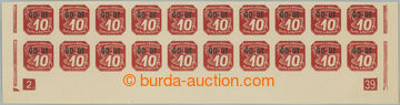 260198 - 1939 Pof.OT1, 10h red, lower bnd-of-20 with plate number 2-3