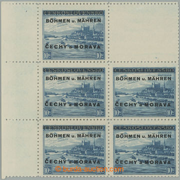 260243 - 1939 Pof.19KPh, Bratislava 10CZK blue, L upper corner blk-of