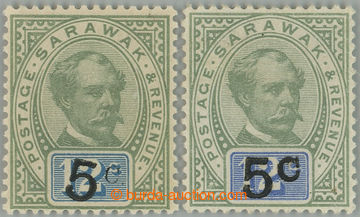 260245 - 1891 SG.25+26a, overprint Brooke 5c/12c, comp. of 2 stamps w