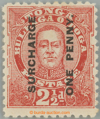 260277 - 1895 SG.30c, overprint George II. 1P/2½P red with plate var