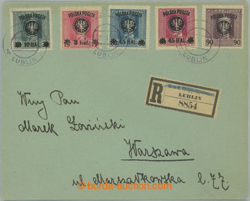 260314 - 1919 Reg letter sent from Lublin to Warsaw, franked with 5 s