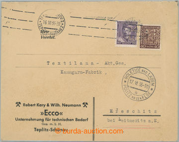 260345 - 1936 Mng.E27, identification envelope franked with. 2 pcs of