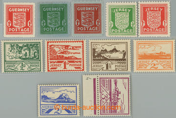 260350 - 1940-1944 GUERNSEY / JERSEY / comp. 11 stamps, i.a. complete