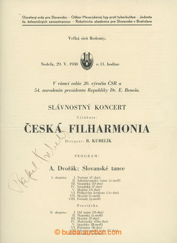 260380 - 1920-1938 HUDEBNÍCI / KUBELÍK Rafael - vlastnoruční podp