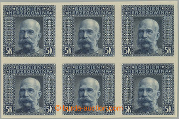 260382 - 1906 ANK.44, FJ I. 5K modrá, NEZOUBKOVANÝ 6-blok; luxusní