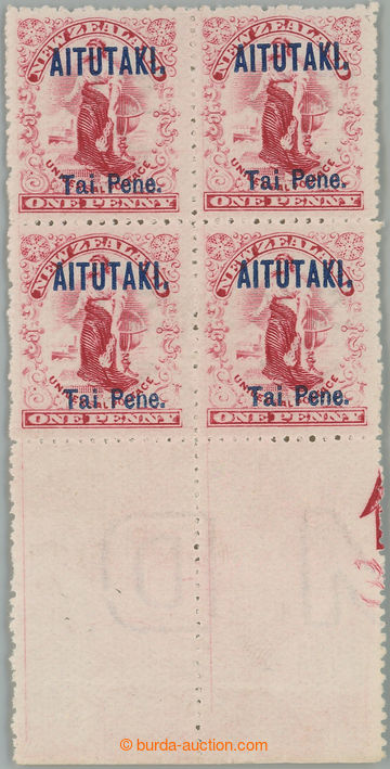 260395 - 1903 AITUTAKI / SG.2, Universal Postage 4-blok TAI PENE dole