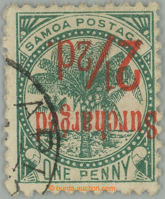 260409 - 1899 SG.84a, Palms 1P green with red INVERTED overprint SURC