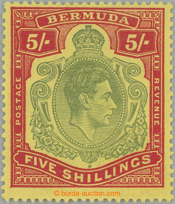 260412 - 1938 SG.118ea, Jiří VI. 5Sh green / red on pale yellow, ob