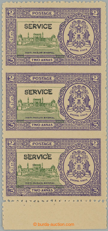 260421 - 1936 SG.338b, Znak 2a green and violet, svislá 3-páska, vo