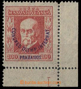 26055 - 1925 Kongres 100h pravý roh s DZ1, Pof.181 P5, lehká stopa