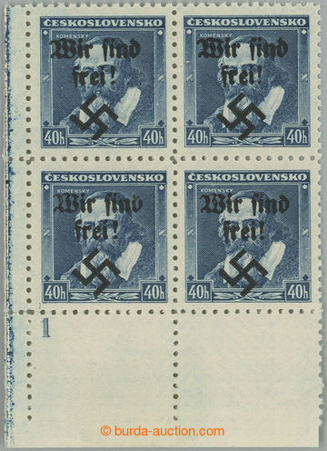 260704 - 1938 RUMBURG / Mi.6 plate number, Comenius 40h blue with ove