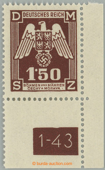 260767 - 1943 Pof.SL20 DČ, II. vydání 1,50K hnědá, pravý dolní