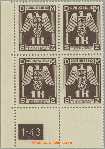 260769 - 1943 Pof.SL18 DČ, II. vydání 1K tmavě hnědá, levý dol