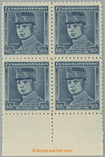 260787 - 1939 Sy.1, Modrý Štefánik 60h modrá, 4-blok s dolním ok