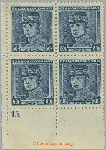 260790 - 1939 Sy.1 plate mark, Blue Štefánik 60h blue, LL corner bl