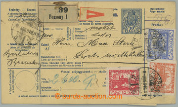 260814 - 1919 whole Us Hungarian parcel card with imprinted stamp 10f